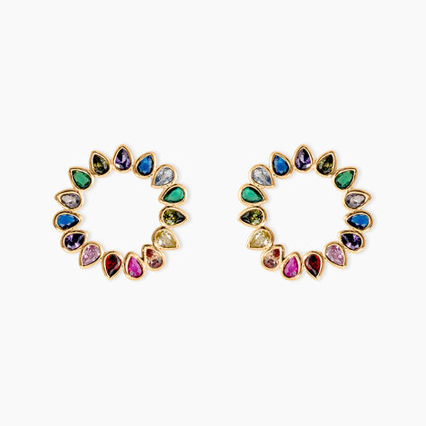 Boucles D'oreilles Pendantes Plaqu&eacute; Or Jaune Ethem Pierres - Boucles d'oreilles fantaisie Femme | Histoire d&rsquo;Or