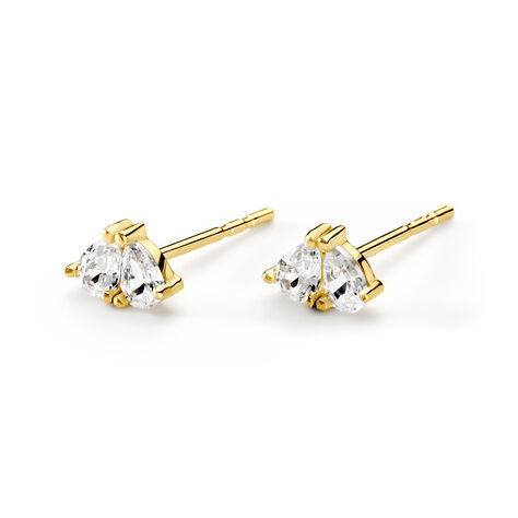Boucles D'oreilles Puces Amandia Or Jaune Oxyde De Zirconium - Clous d'oreilles Femme | Histoire d&rsquo;Or