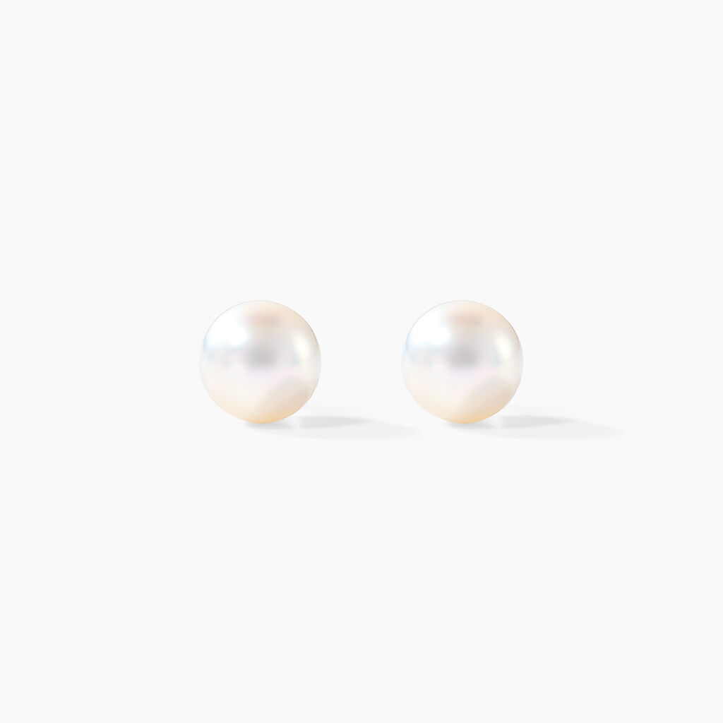 Boucles D'oreilles Puces Ursulina Or Jaune Perle De Culture - Clous d'oreilles Femme | Histoire d’Or