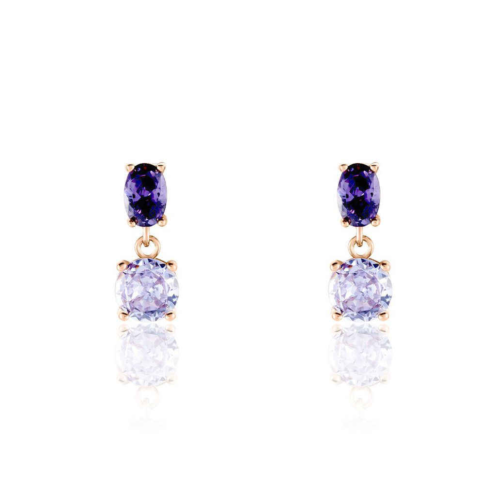 Boucles D'oreilles Pendantes Argent Rose Brenna Oxydes De Zirconium - Boucles d'oreilles fantaisie Femme | Histoire d’Or