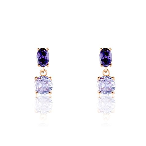 Boucles D'oreilles Pendantes Argent Rose Brenna Oxydes De Zirconium - Boucles d'oreilles fantaisie Femme | Histoire d’Or