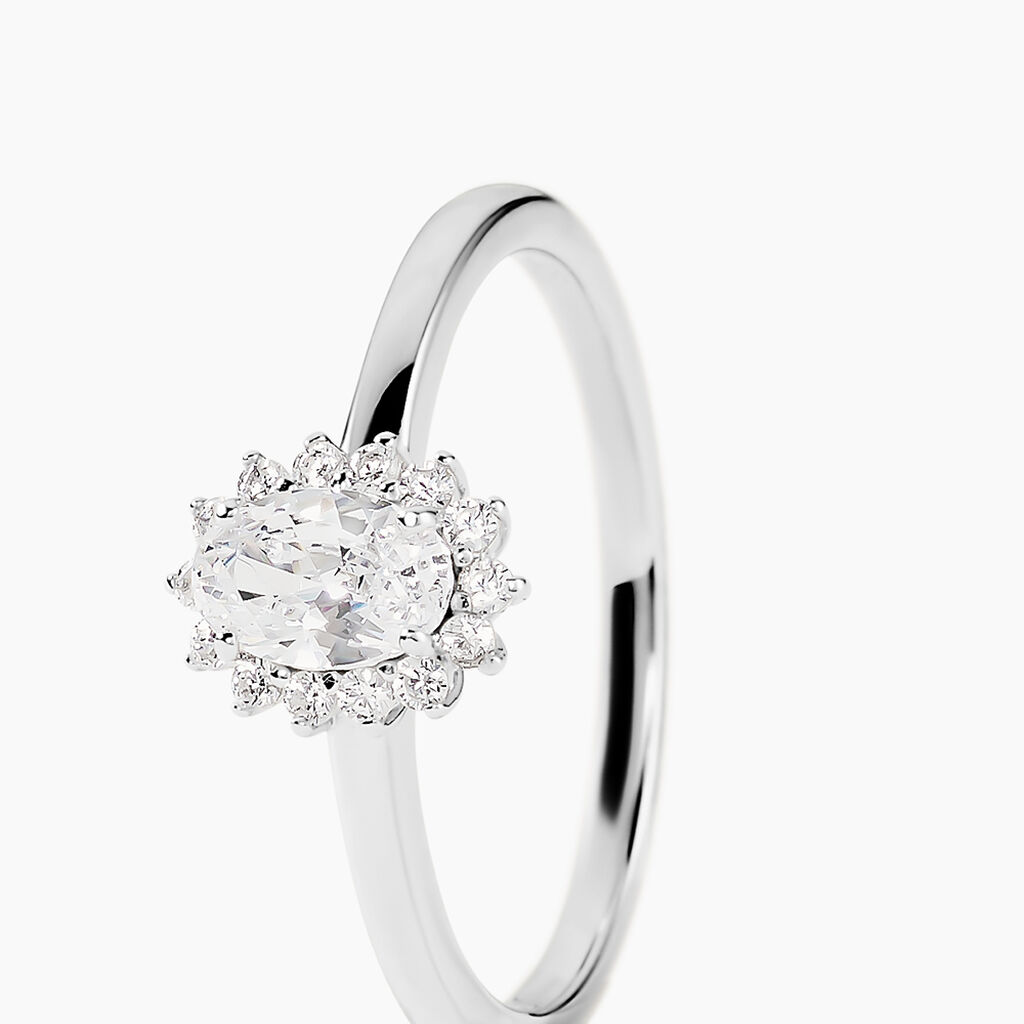 Bague Liz Argent Blanc Oxyde De Zirconium - Bagues de fian&ccedil;ailles ovale Femme | Histoire d&rsquo;Or