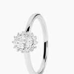 Bague Liz Argent Blanc Oxyde De Zirconium - Bagues de fian&ccedil;ailles ovale Femme | Histoire d&rsquo;Or