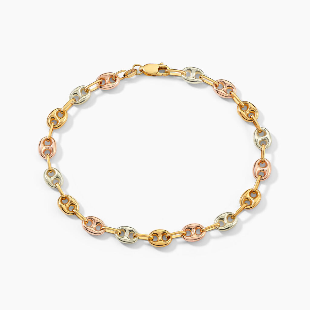 Bracelet Dami Maille Grain De Caf&eacute; Or Tricolore - Bracelets cha&icirc;ne Homme | Histoire d&rsquo;Or
