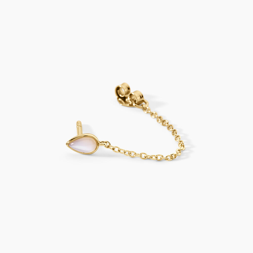 Boucles D'Oreilles Pendantes Ondee Argent Dor&eacute; A L'Or 750/1000 Nacre - Boucles d'oreilles pendantes Femme | Histoire d&rsquo;Or