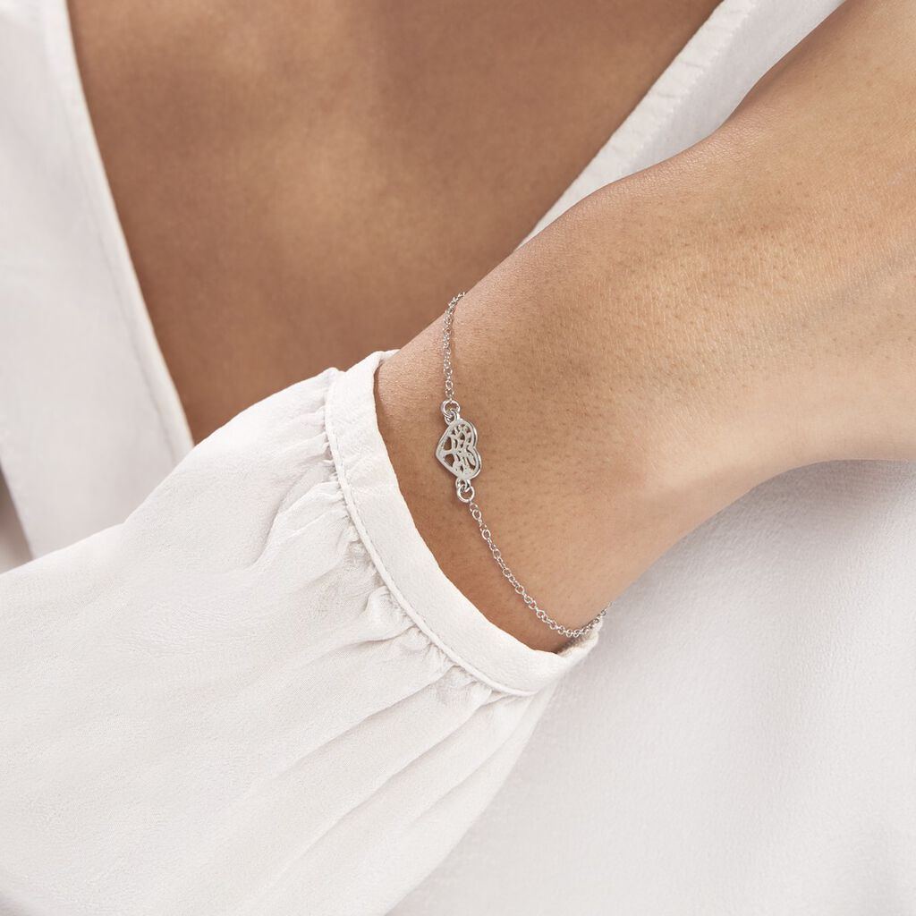 Bracelet Elwenn Argent Blanc - Bracelets Coeur Femme | Histoire d’Or
