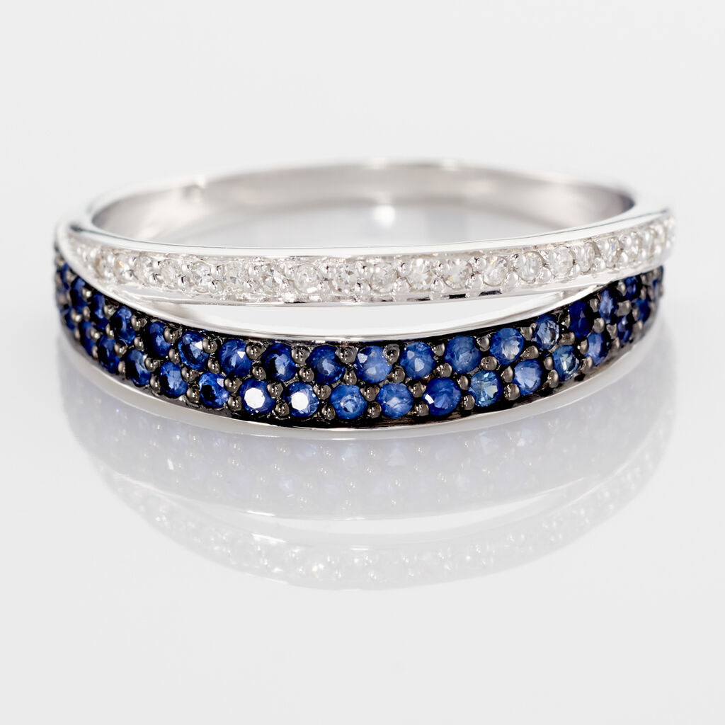 Bague Agapanthe Or Blanc Saphir Et Diamant - Bagues avec pierre Femme | Histoire d’Or
