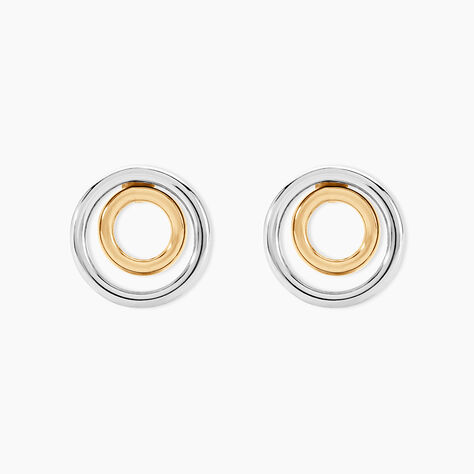 Boucles D'oreilles Pendantes Berangere Double Cercles Or Bicolore - Boucles d'oreilles pendantes Femme | Histoire d&rsquo;Or
