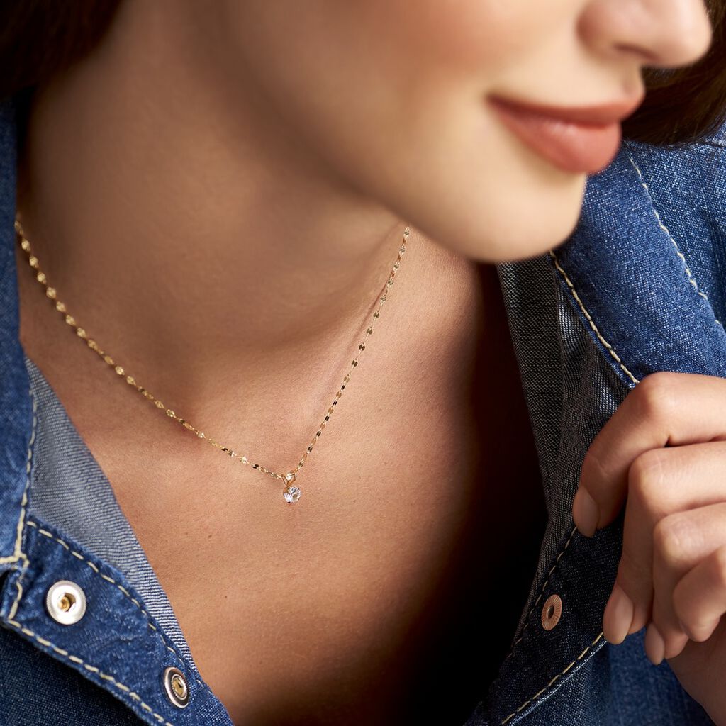 Collier Or Jaune Luminae Oxyde De Zirconium - Colliers Femme | Histoire d’Or