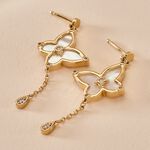 Boucles D'oreilles Pendantes Areli Plaque Or Dor&eacute; Nacre Oxyde - Boucles d'oreilles pendantes Femme | Histoire d&rsquo;Or