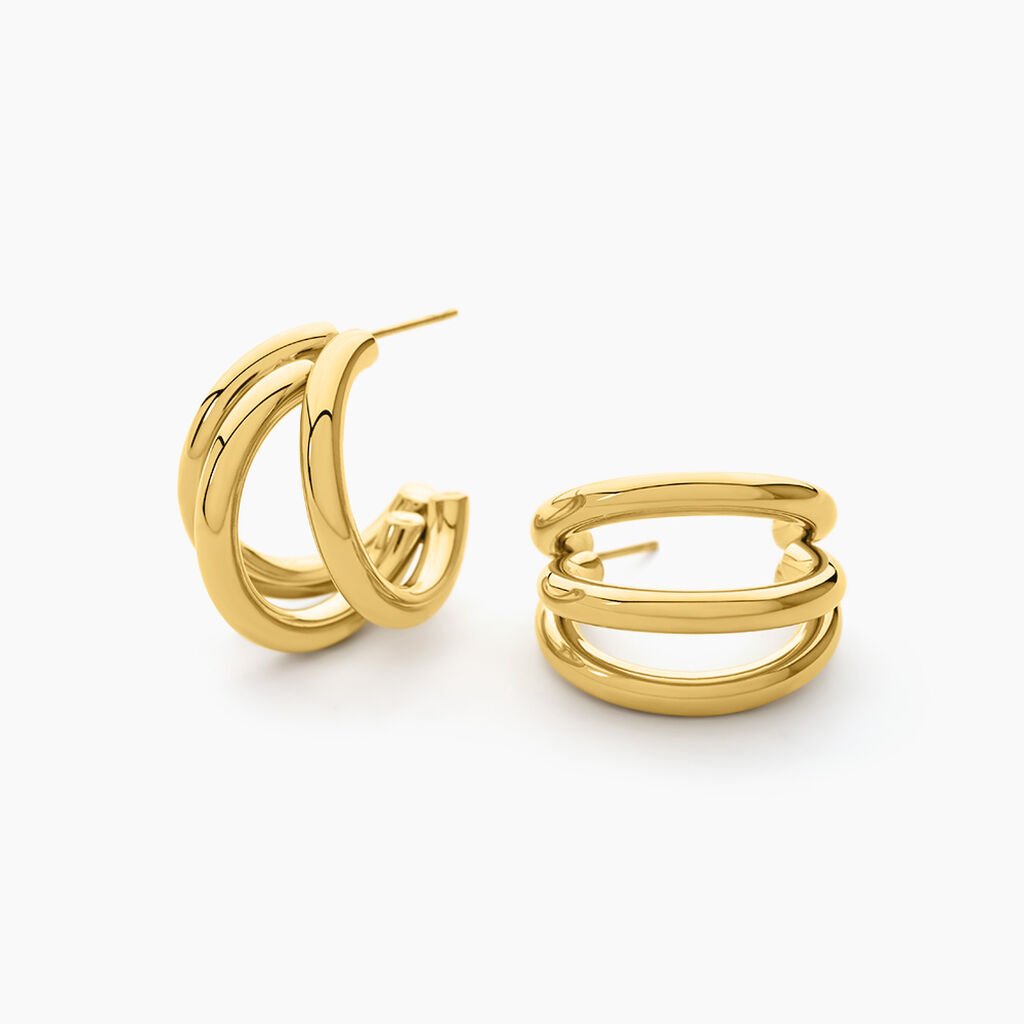 Cr&eacute;oles Nadya Acier Jaune - Boucles d'oreilles cr&eacute;oles Femme | Histoire d&rsquo;Or