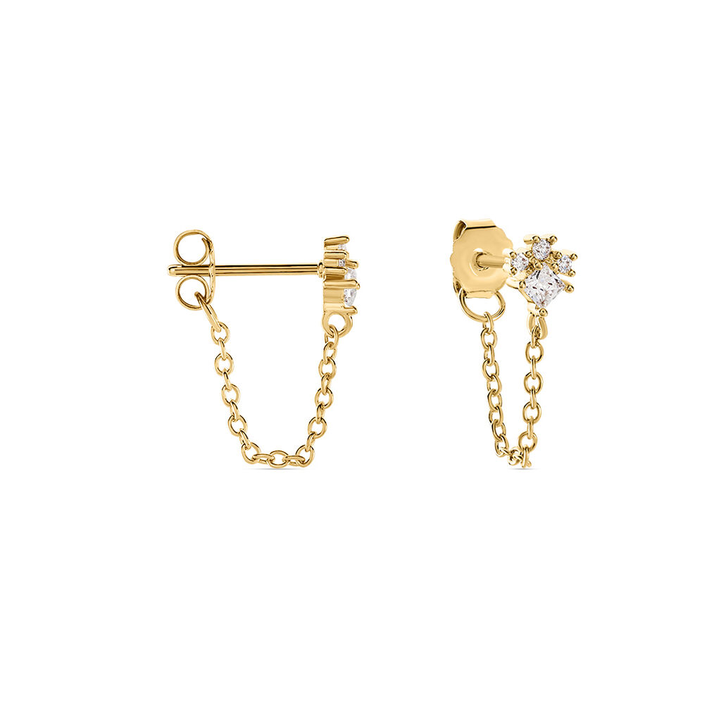 Boucles D'oreilles Pendantes Lanna Plaqué Or Jaune Oxyde De Zirconium - Boucles d'oreilles fantaisie Femme | Histoire d’Or