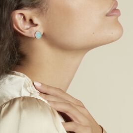 Boucles D'oreilles Puces Leeve Plaqué Or Jaune Amazonite Oxyde - Clous d'oreilles Femme | Histoire d’Or