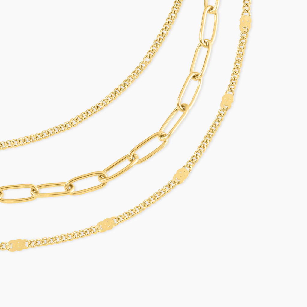 Collier Abiel Acier Dor&eacute; - Colliers doubles et triples cha&icirc;nes Femme | Histoire d&rsquo;Or