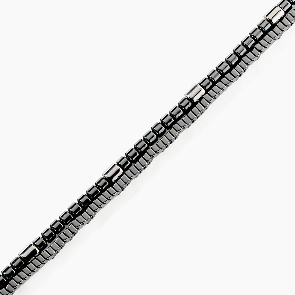 Bracelet Naturel Acier Blanc H&eacute;matite - F&ecirc;te des p&egrave;res Homme | Histoire d&rsquo;Or