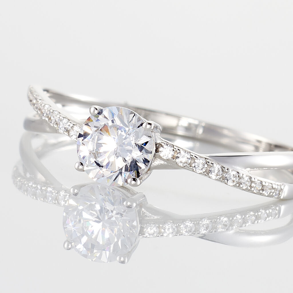 Bague Dana Or Blanc Oxyde De Zirconium - Bagues solitaires Femme | Histoire d&rsquo;Or