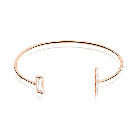 Bracelet Jonc Argent Rose Tea Oxyde De Zirconium - Bracelets joncs Femme | Histoire d’Or