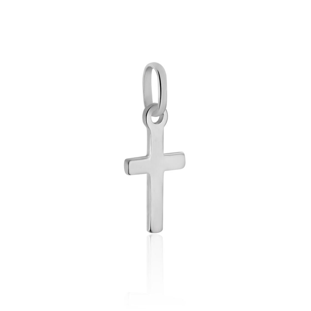 Pendentif Bathilde Croix Striee Or Blanc - Pendentifs Baptême Famille | Histoire d’Or