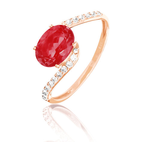 Bague Loriane Or Rose Rubis Et Diamant - Bagues solitaires Femme | Histoire d&rsquo;Or