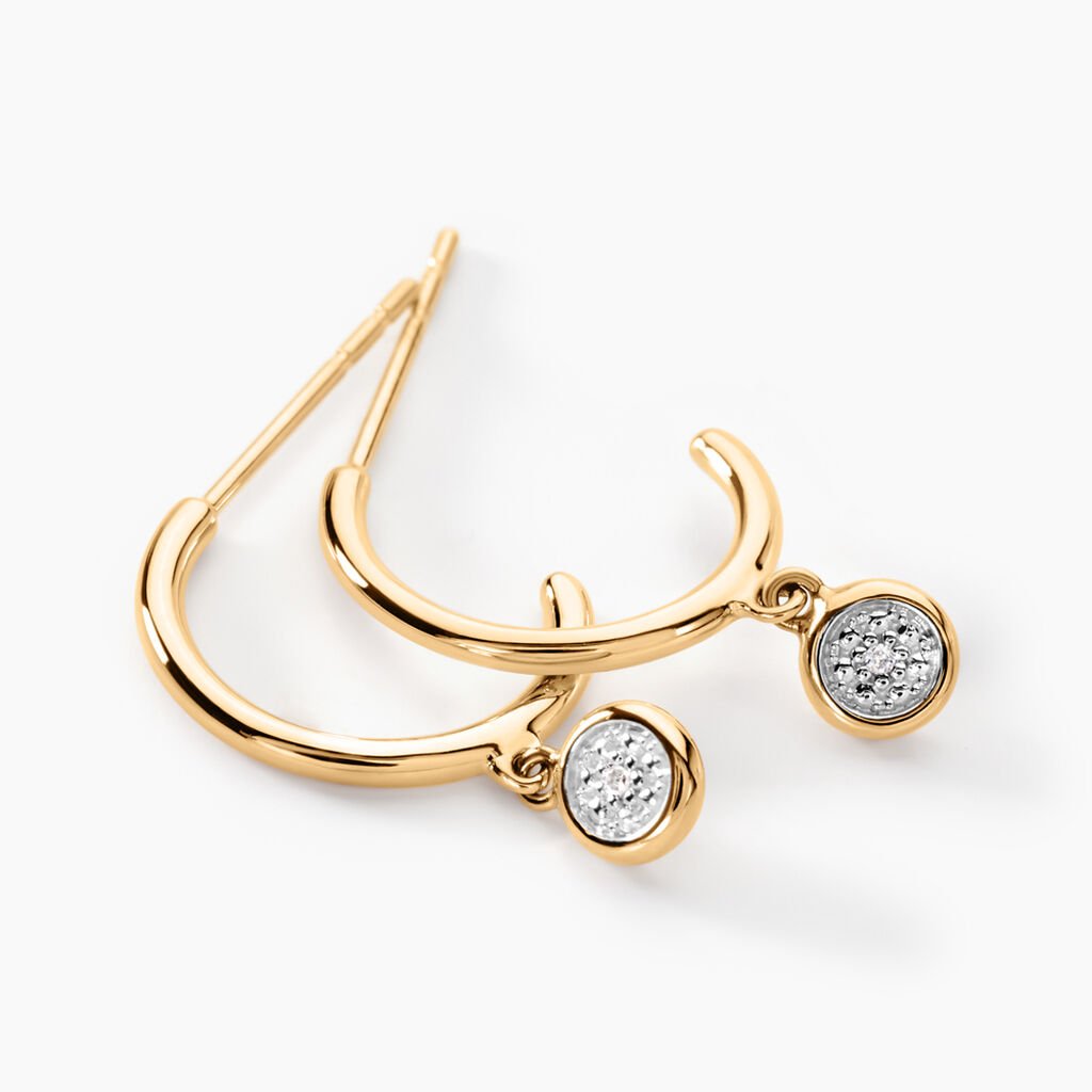 Créoles Mon 1er Diamant Or Jaune Diamant - Boucles d'oreilles créoles Femme | Histoire d’Or