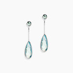 Boucles D'oreilles Pendantes Sela Or Blanc Topaze Et Sans - Boucles d'oreilles empierr&eacute;es Femme | Histoire d&rsquo;Or