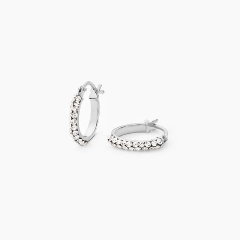 Créoles Sandrine Or Blanc Strass - Boucles d'oreilles créoles Femme | Histoire d’Or