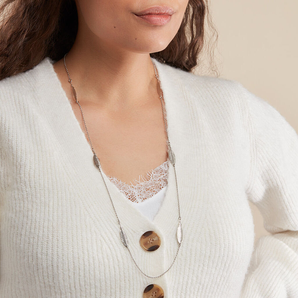 Collier Sautoir Euriell Argent Blanc - Sautoirs Femme | Histoire d’Or