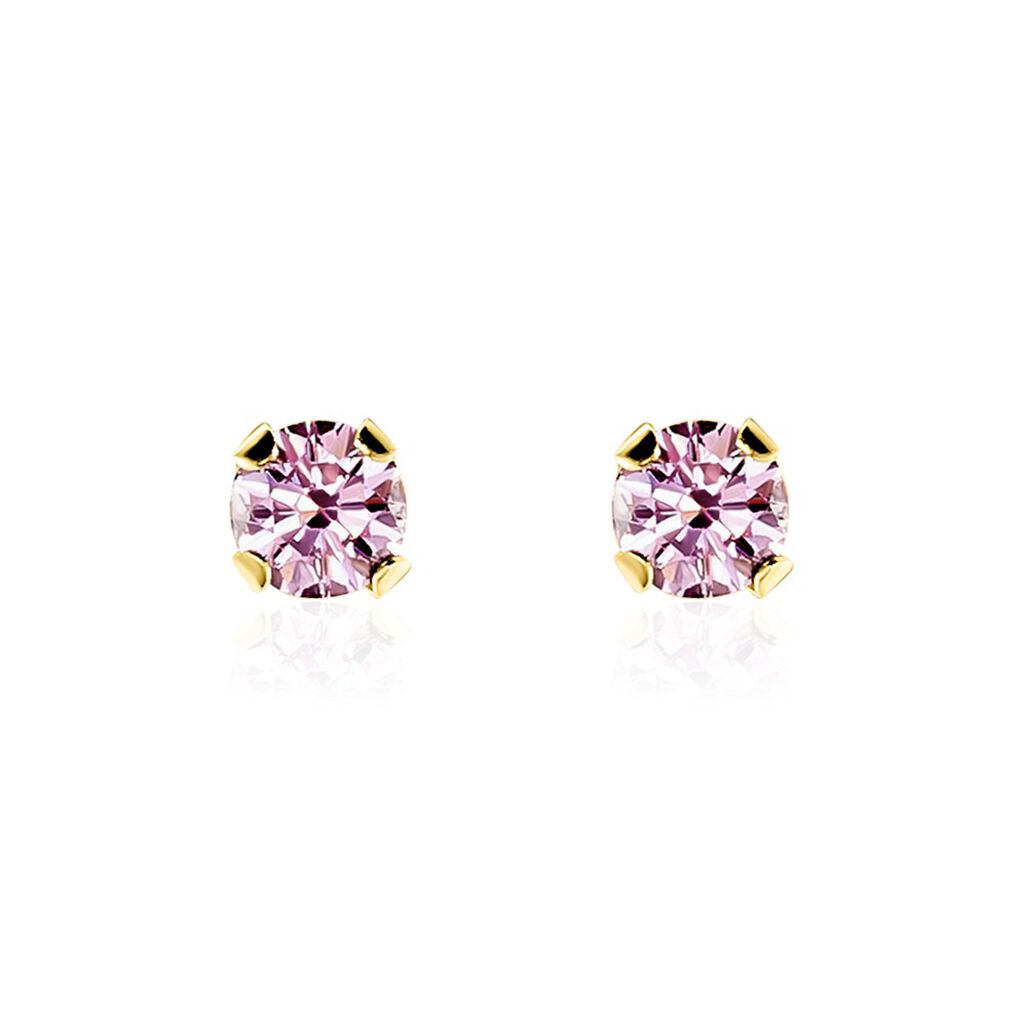 Boucles D'oreilles Puces Pepita Or Jaune Oxyde De Zirconium - Clous d'oreilles Famille | Histoire d’Or