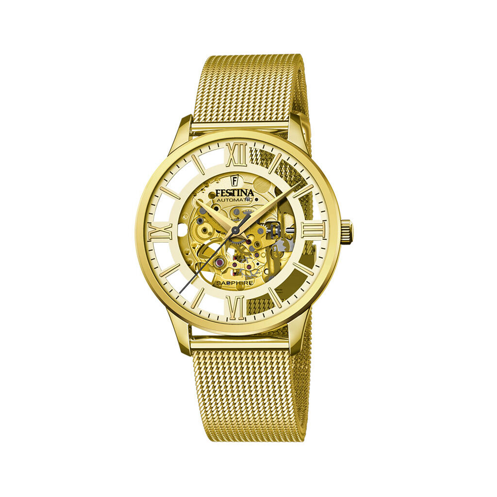 Montre Festina Squelette Dor&eacute; - Montres Homme | Histoire d&rsquo;Or
