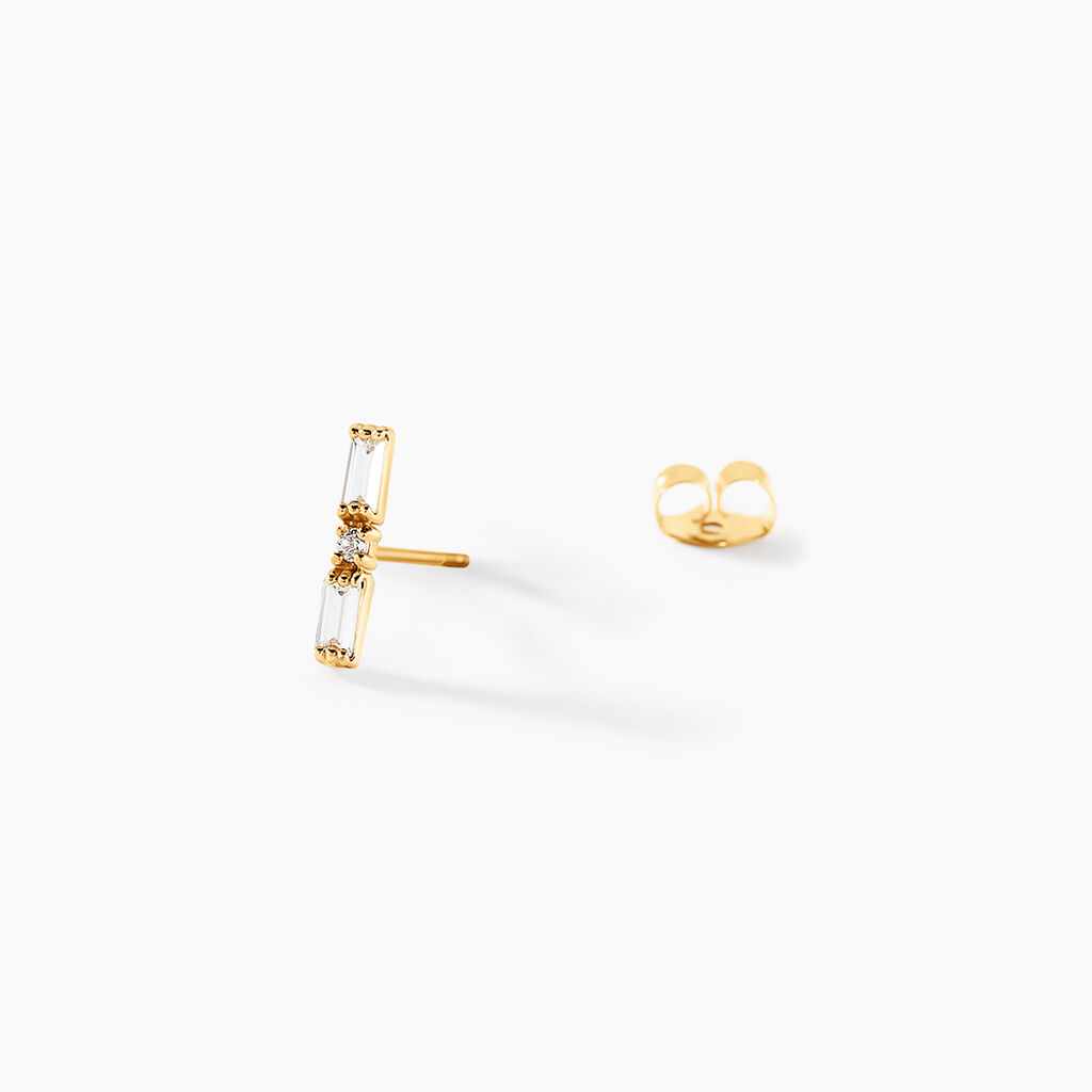 Boucles D'oreilles Puces Brant Or Jaune Oxyde De Zirconium - Clous d'oreilles Femme | Histoire d&rsquo;Or