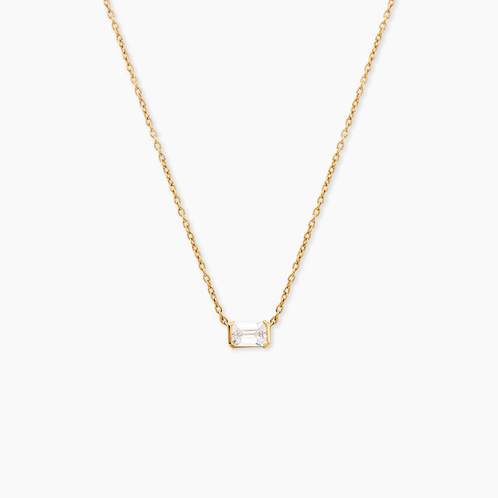 Collier Francine Argent Dor&eacute; A L'Or 750/1000 Oxyde De Zirconium - Colliers Femme | Histoire d&rsquo;Or