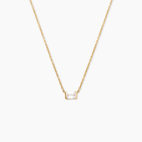 Collier Francine Argent Dor&eacute; A L'Or 750/1000 Oxyde De Zirconium - Colliers Femme | Histoire d&rsquo;Or