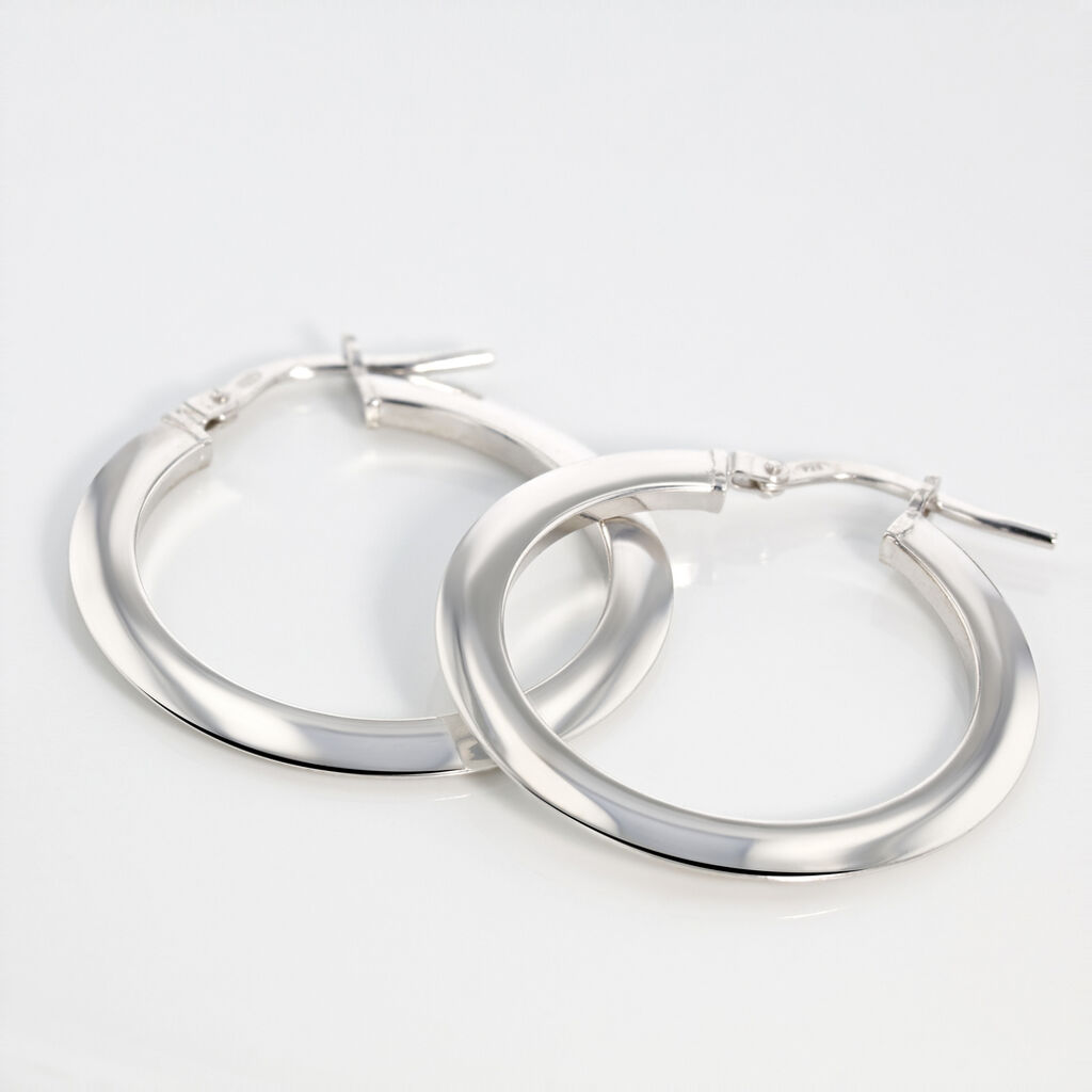 Créoles Argent Blanc Hally - Boucles d'oreilles créoles Femme | Histoire d’Or