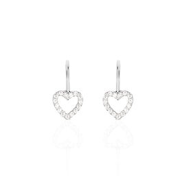 Boucles D'oreilles Pendantes Elisene Argent Blanc Oxyde De Zirconium - Boucles d'Oreilles Coeur Femme | Histoire d’Or