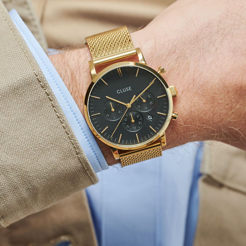 Montre cluse sales noir et doré