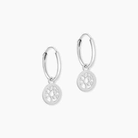 Créoles Isabel Argent Blanc - Boucles d'oreilles créoles Femme | Histoire d’Or