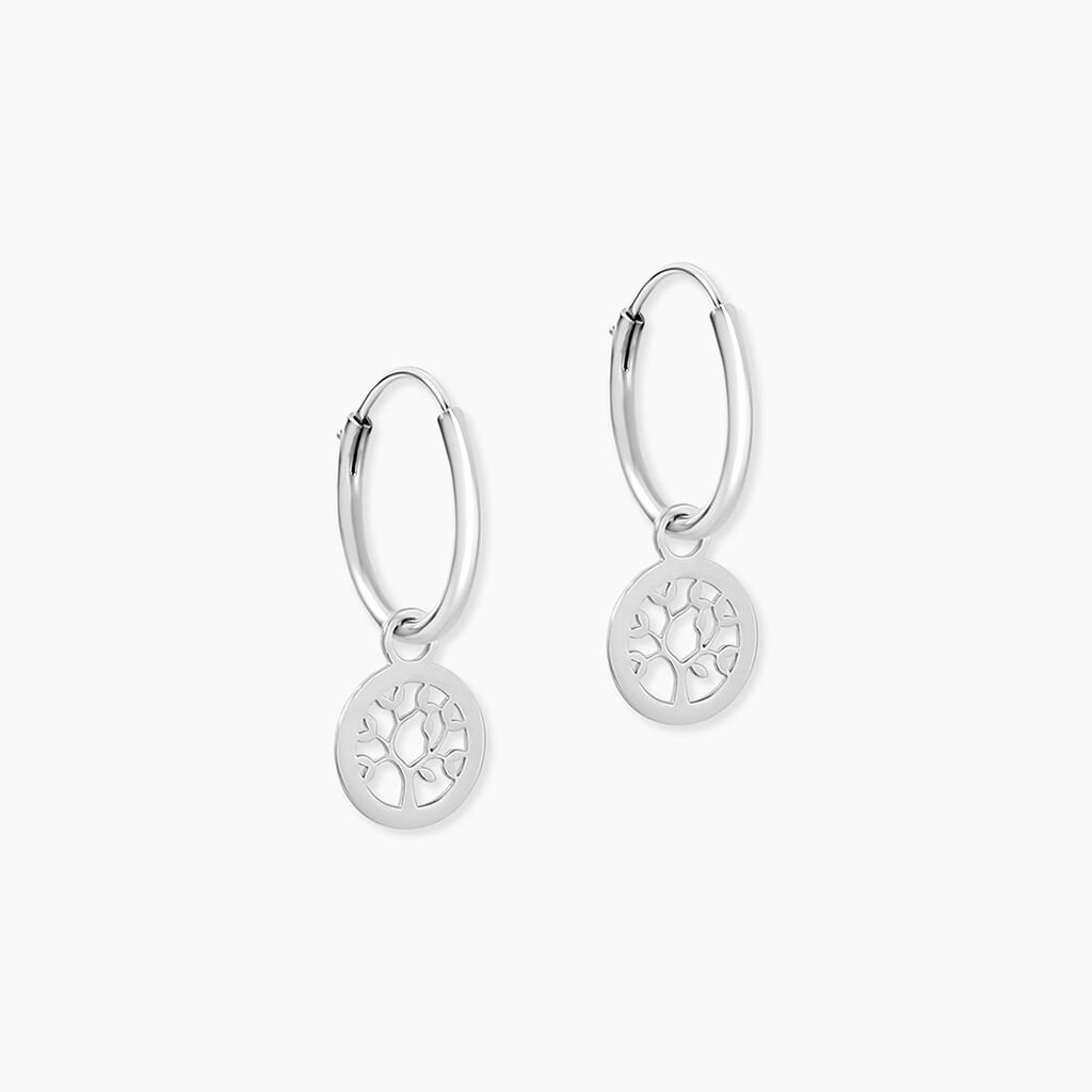 Créoles Isabel Argent Blanc - Boucles d'oreilles créoles Femme | Histoire d’Or