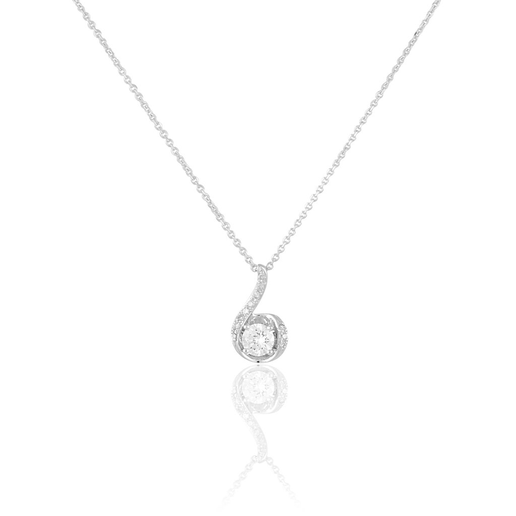 Collier Vrille Accompagnee Or Blanc Diamant