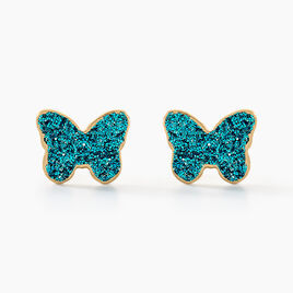 Boucles D'oreilles Puces Solena Papillon Or Jaune - Clous d'oreilles Enfant | Histoire d’Or