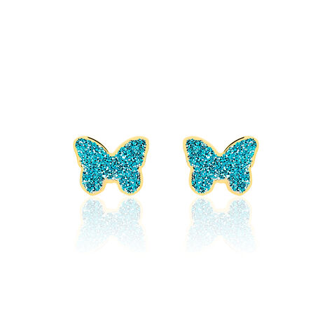 Boucles D'oreilles Puces Solena Papillon Or Jaune - Clous d'oreilles Enfant | Histoire d’Or
