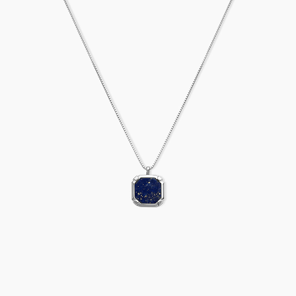 Collier Mani Argent Blanc Lapis Lazuli - F&ecirc;te des p&egrave;res Homme | Histoire d&rsquo;Or