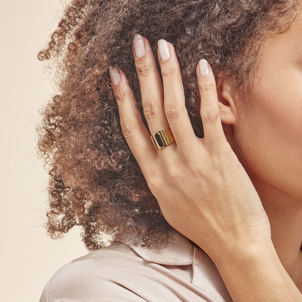Bague Acier Doré Volcanus Agate - Bagues solitaires Femme | Histoire d’Or