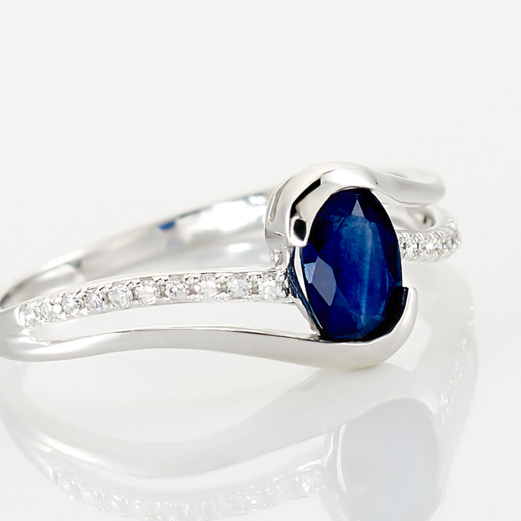 Bague Anja Or Blanc Saphir Et Diamant - Bagues solitaires Femme | Histoire d&rsquo;Or
