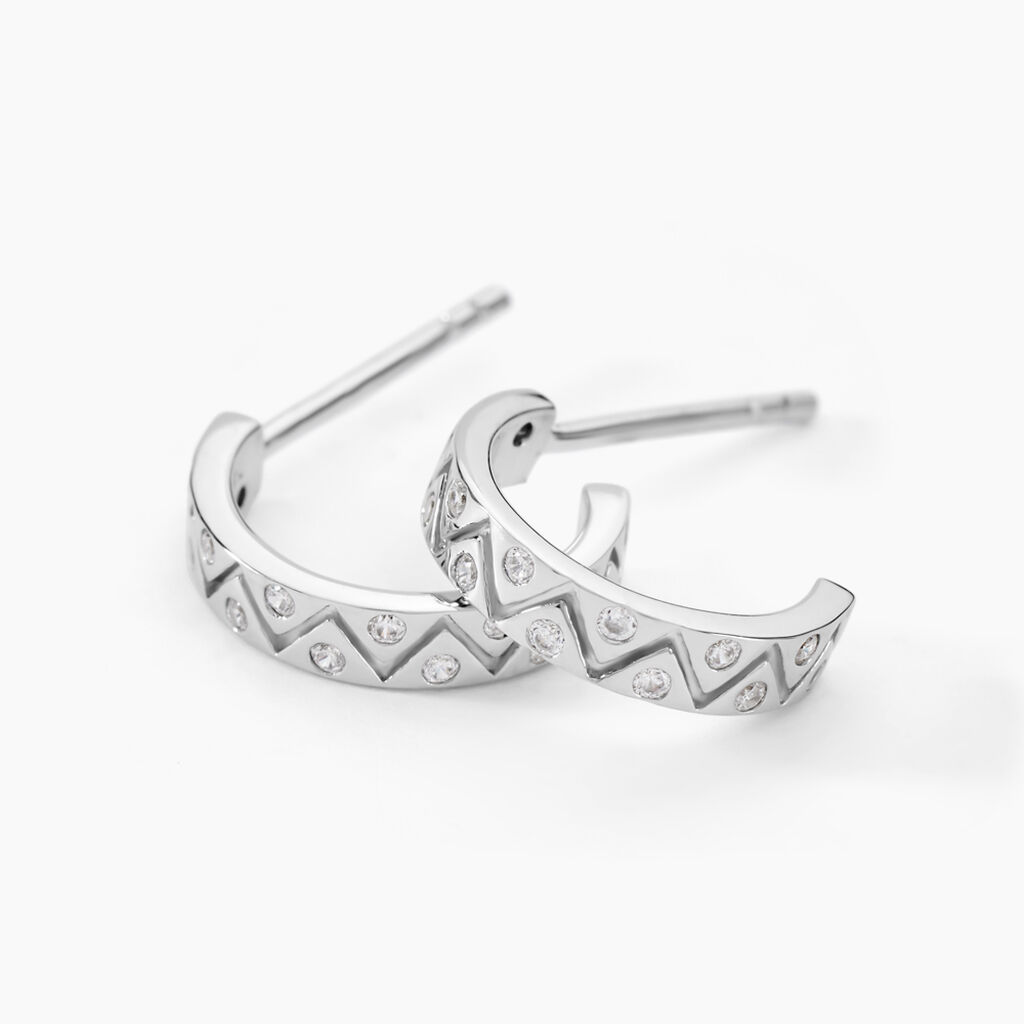 Créoles Emaline Argent Blanc Oxyde De Zirconium - Boucles d'oreilles créoles Femme | Histoire d’Or