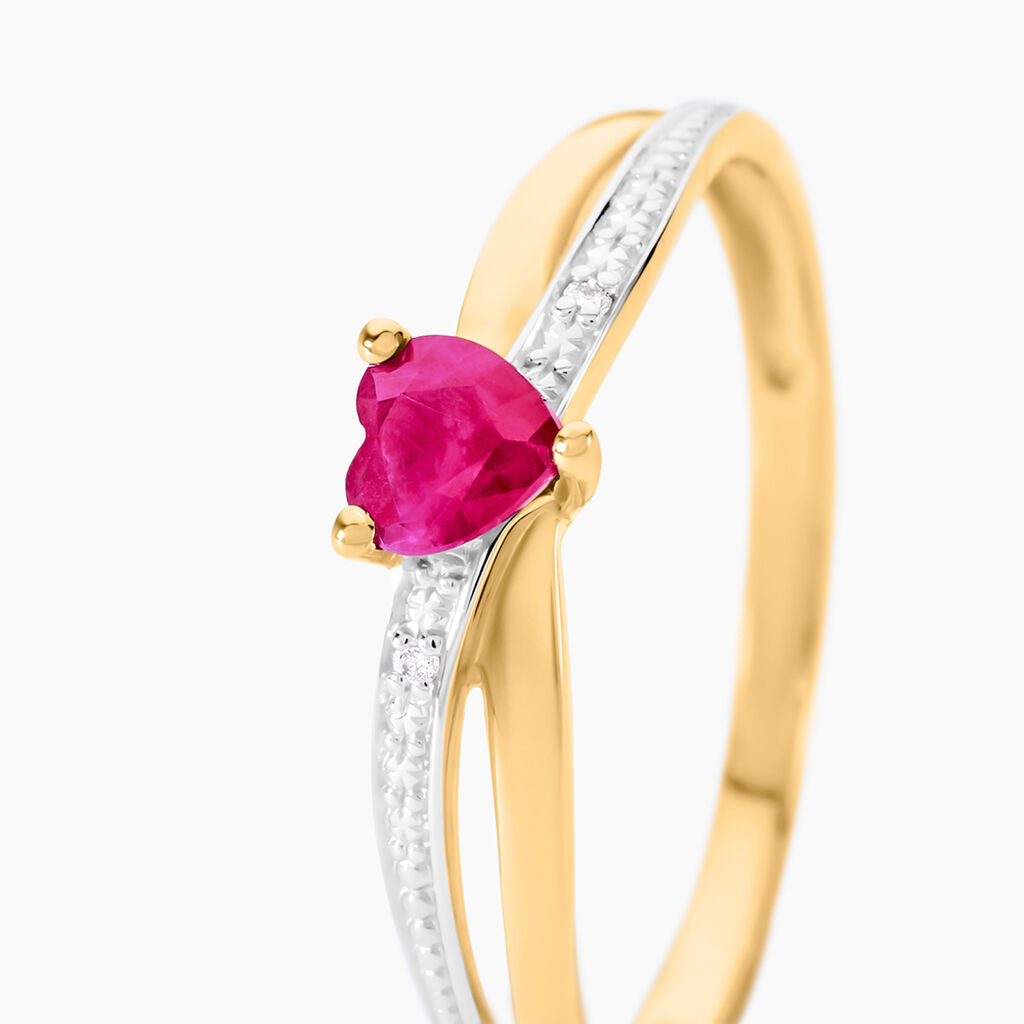Bague Skylar Or Bicolore Rubis Diamant - Bagues solitaires Femme | Histoire d&rsquo;Or