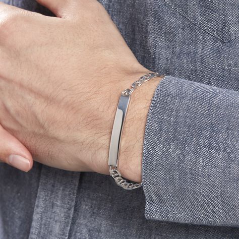 Bracelet Identité Argent Blanc Bobbi - Gourmettes Homme | Histoire d’Or