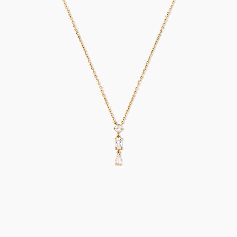 Collier Estela Plaque Or Jaune Oxyde De Zirconium - Colliers Femme | Histoire d&rsquo;Or