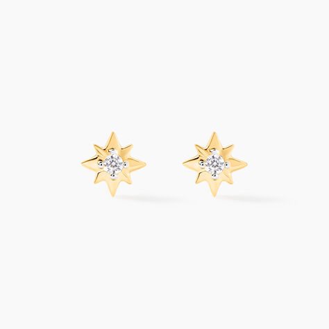 Boucles D'oreilles Puces Astralia Or Jaune Oxyde De Zirconium - Clous d'oreilles Femme | Histoire d&rsquo;Or