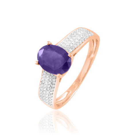 Bague Crista Or Rose Amethyste Et Diamant - Bagues solitaires Femme | Histoire d’Or