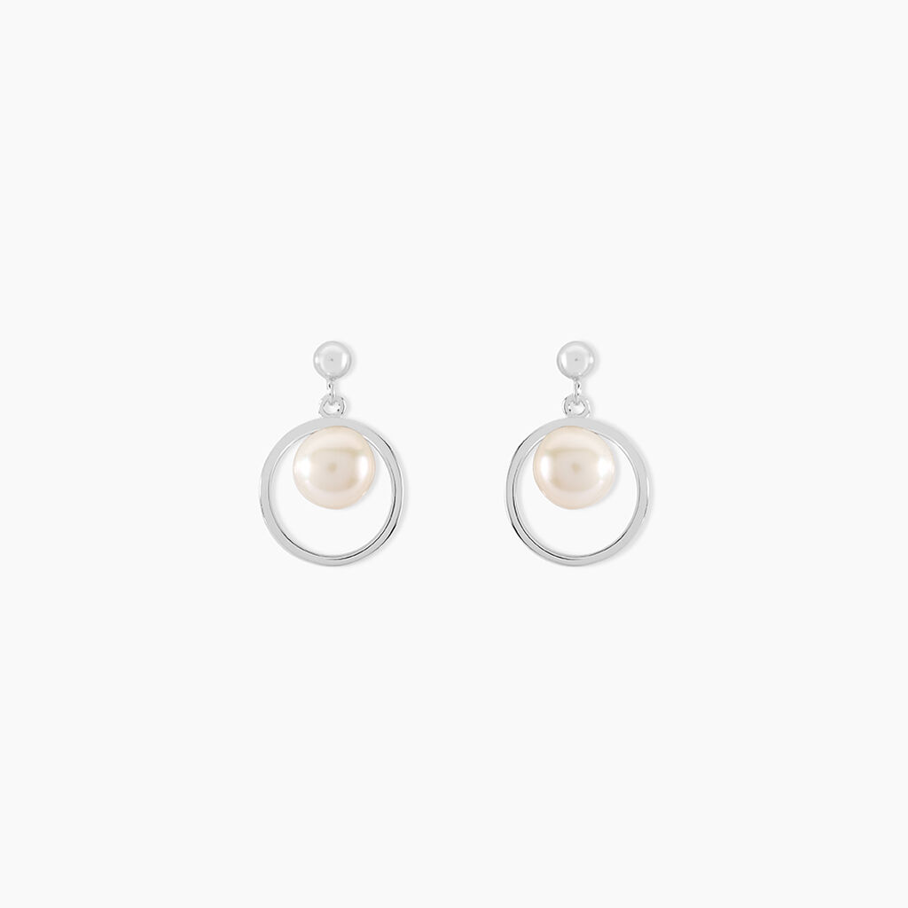 Boucles D'oreilles Pendantes Ivana Argent Blanc Perle De Culture - Boucles d'oreilles fantaisie Femme | Histoire d’Or